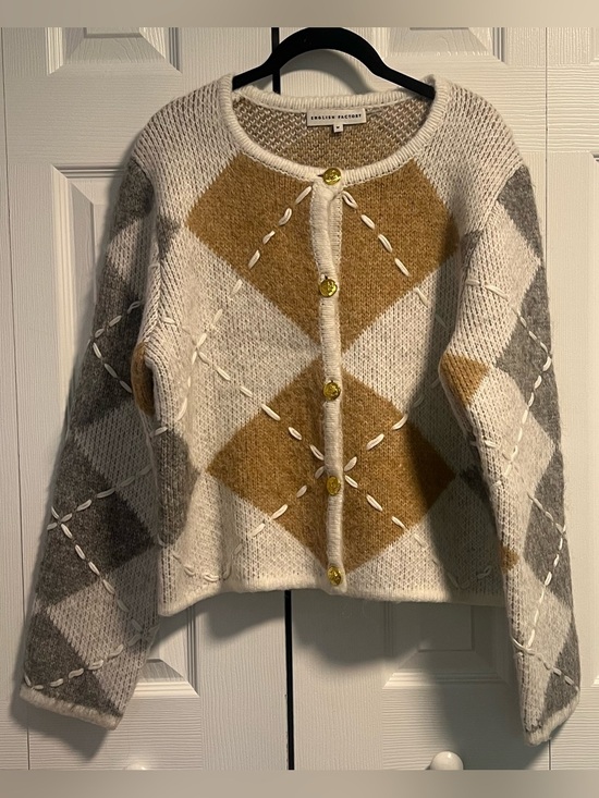 English Factory Sweaters - English Factory Argyle Crop Cardigan